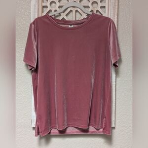 Old Navy Velvet SS top Womens Small Pink Stretchy Whimsy Feminine 90s Y2K Party